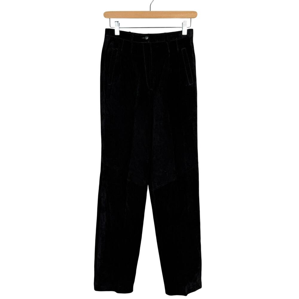 Vintage The Eagle's Eye Black Suede Leather Trouser Pant Lightweight High Rise 8